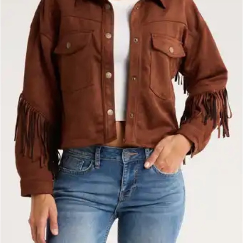 Vigoss Brown Fringe Utility Jacket